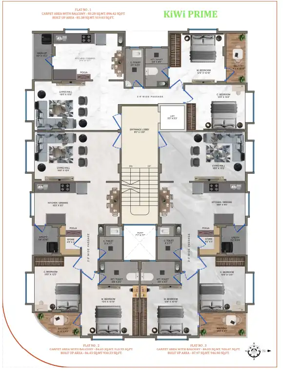 KiWi Prime Second to Five Wall Floor Plan